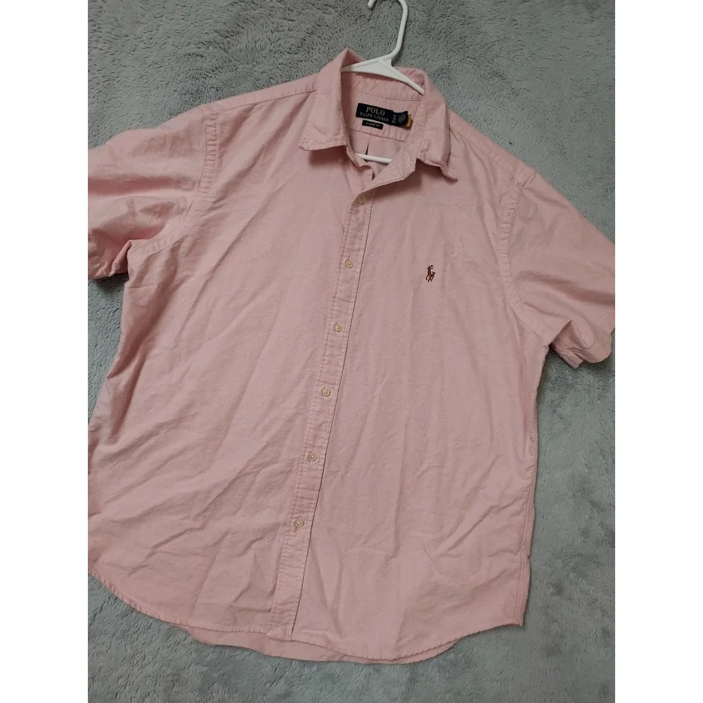 Polo Ralph Lauren Shirt Mens XL Classic Fit Oxford Short Sleeve Pink Flesh Pony